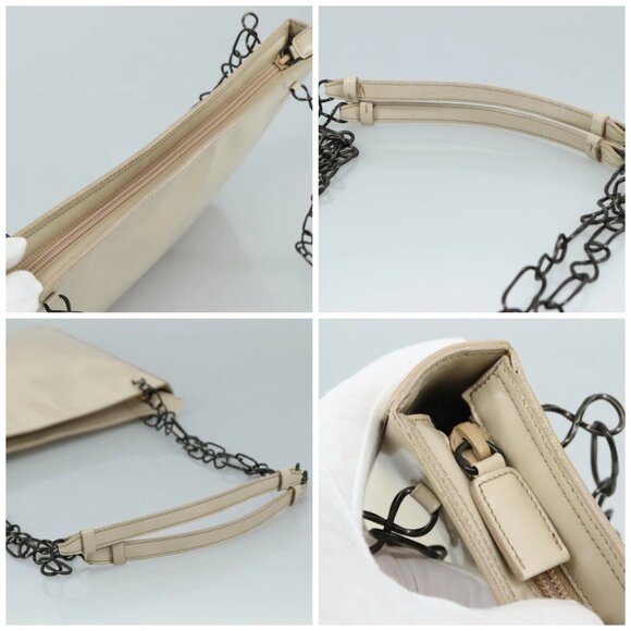 PRADA Chain Shoulder Bag Patent leather Beige Auth 109144 - Picture 16 of 16